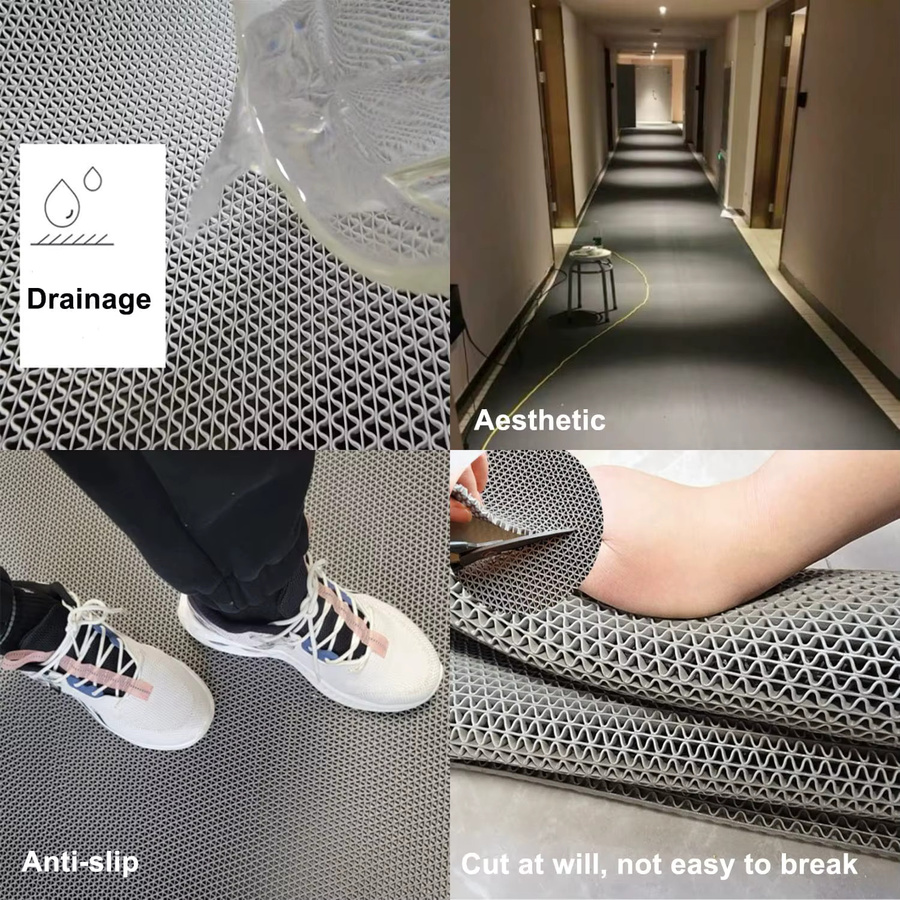 Rutschfeste PVC-Kunststoffmatte von FIOUSHWIN für Bad und Küche in Grau als große Hohlgittermatte - Bild 3