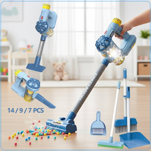 Chriyungel Kinder-Staubsauger-Spielzeug, Reinigungsset, 14-teiliges Set - Bild 1