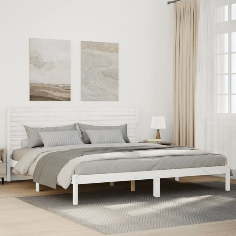 Massivholzbett aus Kiefer im Landhausstil von vidaxl, Weiß, B/T: 200 x 210 cm - Bild 1