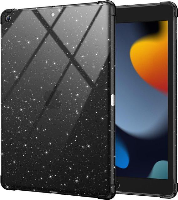 Tzion iPad Hülle für 7., 8. und 9. Generation (10.2 Zoll) mit Air Bumper aus weichem TPU in Schwarz und Pink - Bild 1