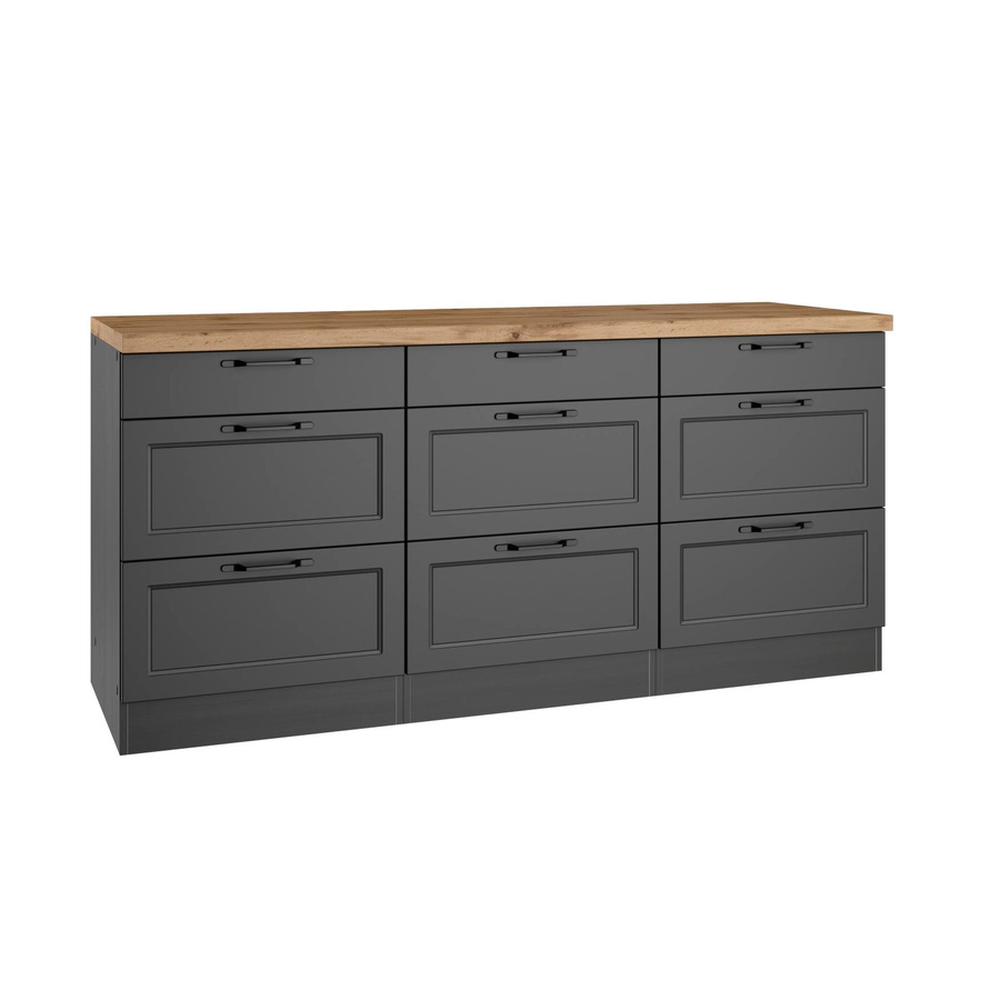 Held Küchen Unterschrank Kempten in Landhaus Optik, Grau/Graphit, Breite: 180 cm - Bild 2