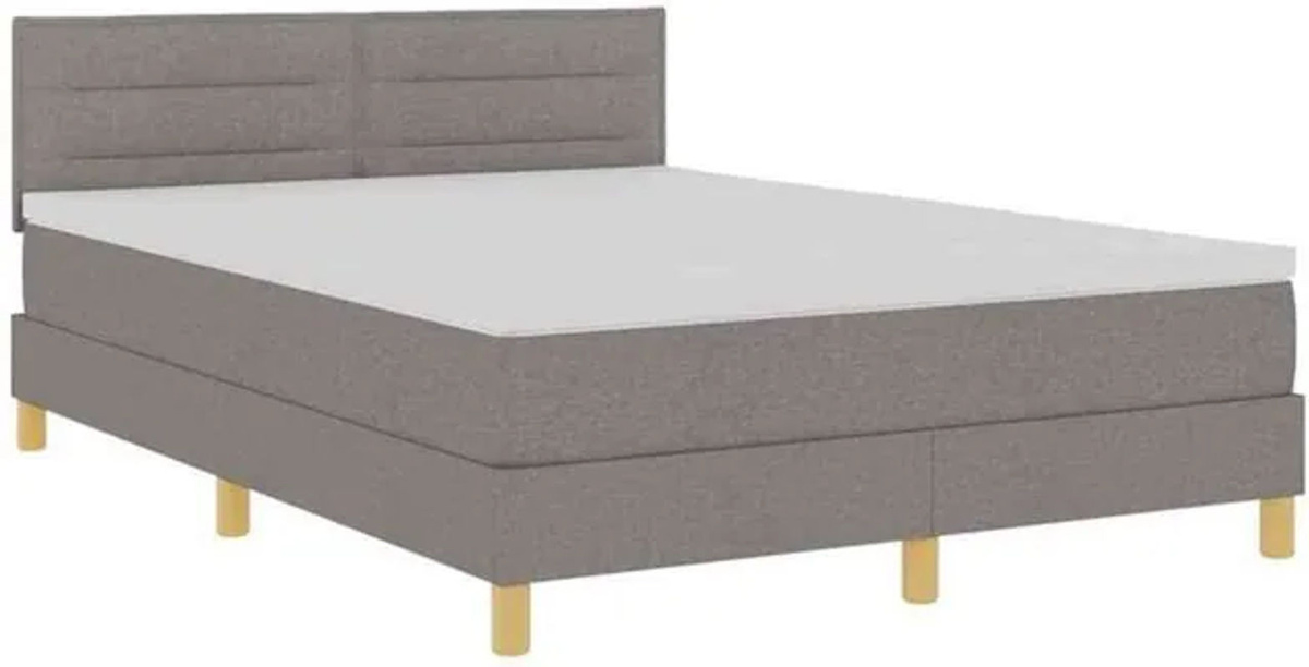 vidaXL Boxspringbett mit Matratze in Taupe meliert, B/T/H: 140 x 200 cm - Bild 1
