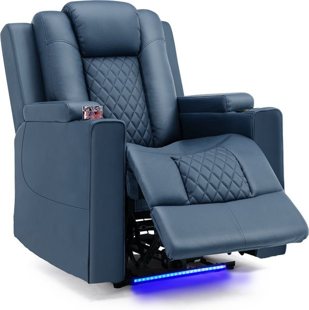 COMHOMA Relaxsessel mit Liegefunktion, Massagefunktion und LED-Beleuchtung in Blau - Bild 1