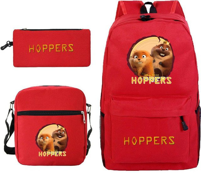 3-teiliges Schulrucksack-Set für Schüler in Rot aus Oxford-Stoff mit Schultasche, Schultergurt und Federmäppchen - Bild 1
