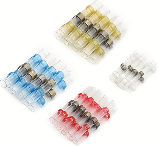 ELECAPITAL Lötdichtungs-Drahtverbinder Set, 100 Stück wasserdichte und isolierte Schrumpfstoßverbinder für elektrische Drahtklemmen - Bild 1