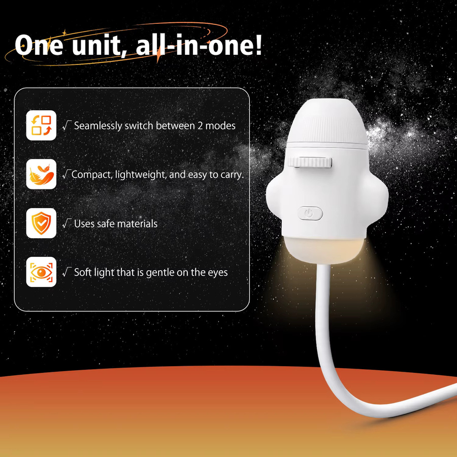 Donirt 2-in-1 Raketen-Galaxie-Projektor mit einstellbarem Fokus, Sternenprojektion und Mondnachtlicht in Weiß - Bild 5
