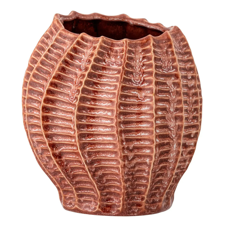 Bloomingville Keramikvase Callon in Pink mit Rillenstruktur im skandinavischen Look, Höhe: 20,5 cm - Bild 1