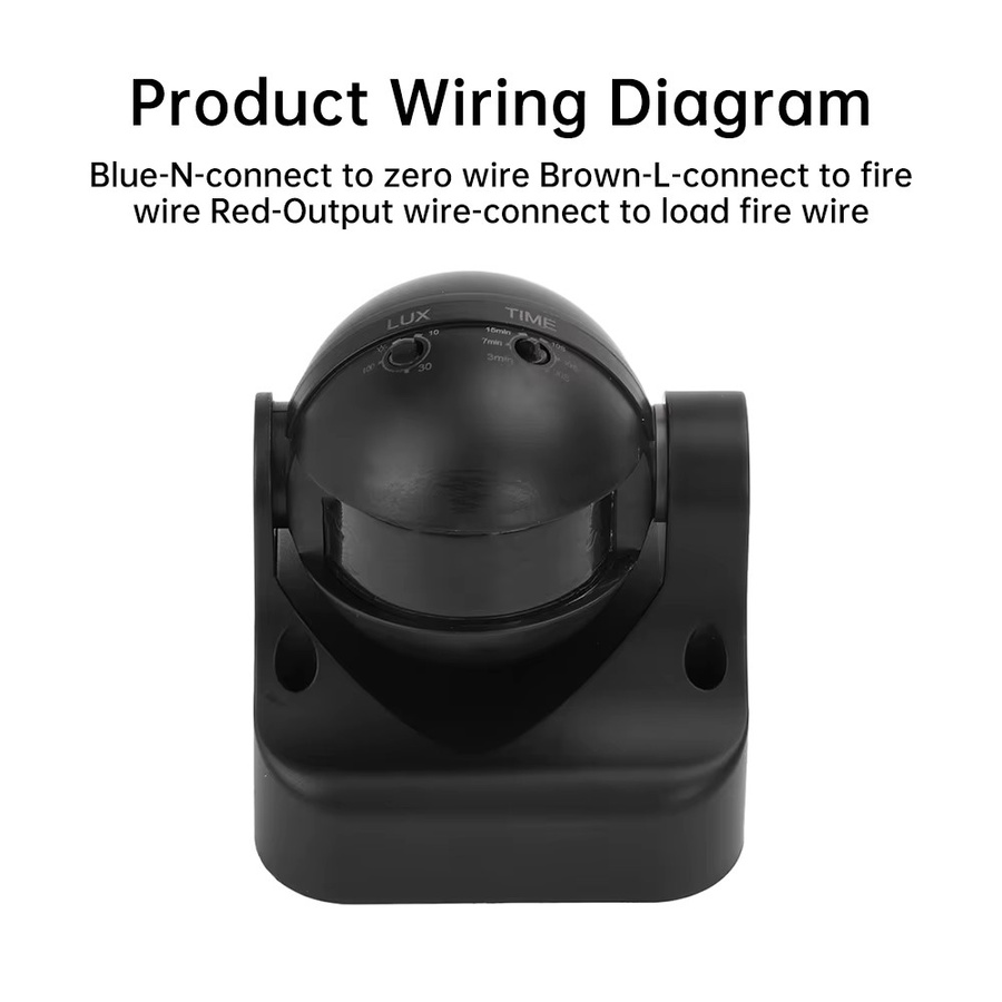 diymore Automatischer PIR-Infrarot-Bewegungsmelder mit doppelter Sonde, IP65 Outdoor-Bewegungsmelder in Schwarz - Bild 2