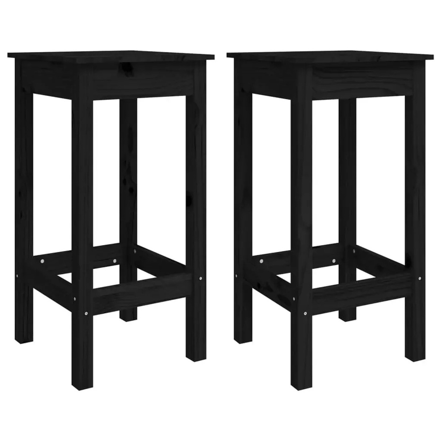 vidaXL Barstühle 2er Set Schwarz aus Kiefer Massivholz B/T/H: 40 x 40 x 78 cm - Bild 2