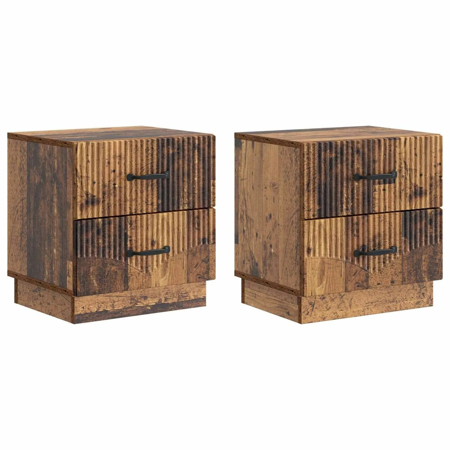 vidaXL Nachttisch Set 2 Stück aus Altholz in Braun, B/T/H: 43 x 34,5 x 44,5 cm - Bild 2