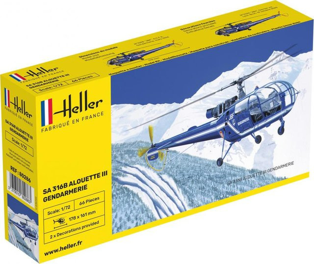 Heller Aerospatiale SA 316 Alouette III Gendarmerie, Fahrzeug, 1:72 - Bild 1
