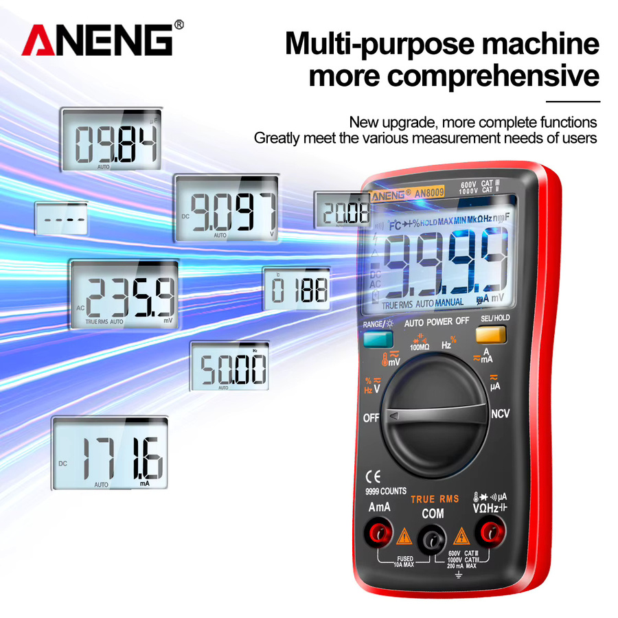 ANENG AN8009 Mini Digital Multimeter True RMS Transistor Tester in Rot - Bild 4