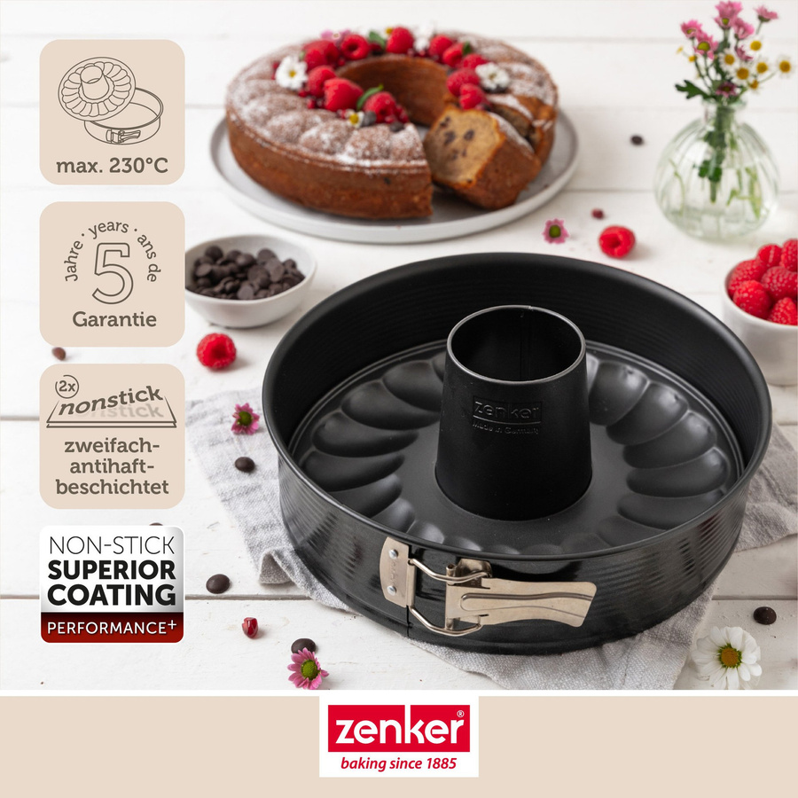 Zenker Springform Perfect Black+ mit Flach- und Rohrboden, Durchmesser: 28 cm, Schwarz, Antihaftbeschichtung - Bild 2