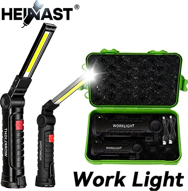 Heinast LED-Arbeitsleuchte mit Magnetfuß und USB-Ladefunktion, Schwarz - Bild 1