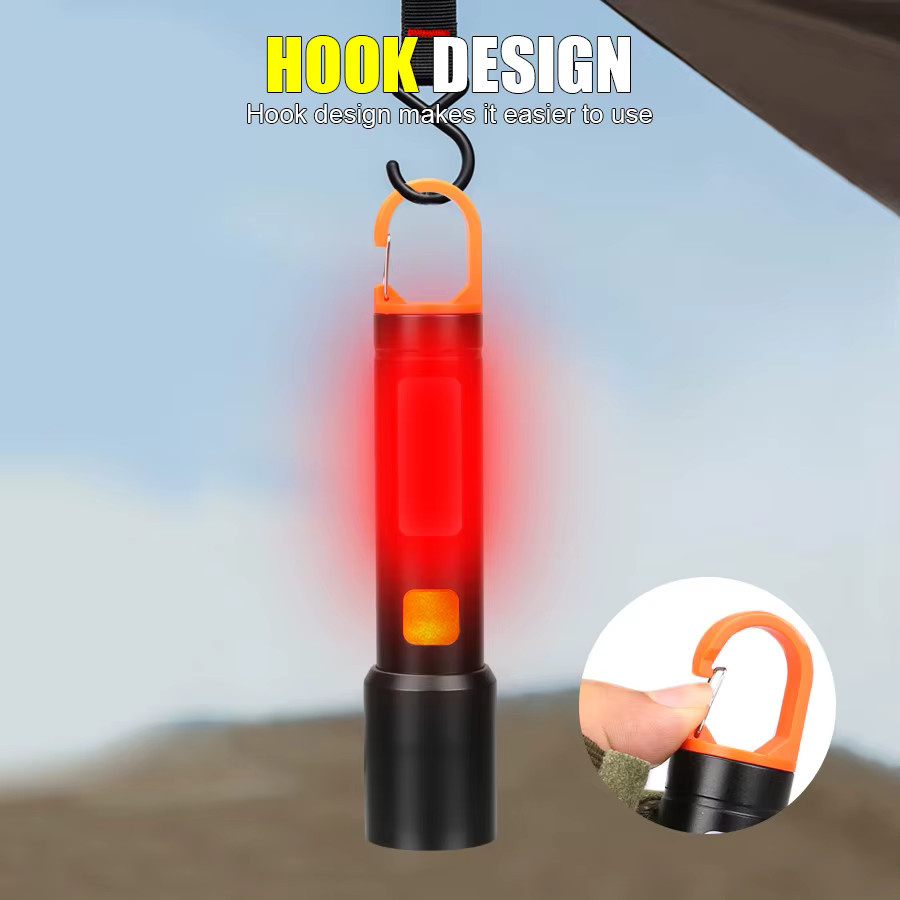 LONGRIVER LED-COB-Taschenlampe in Schwarz, wiederaufladbare USB-Notfalllaterne mit Haken für Garten und Outdoor - Bild 4