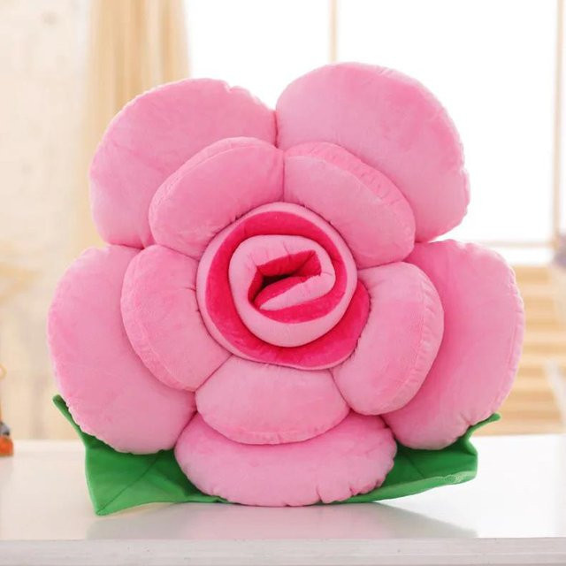 Rosa Rosenkissen aus Plüsch für Heimdeko und Partys, Durchmesser: 30 cm - Bild 1