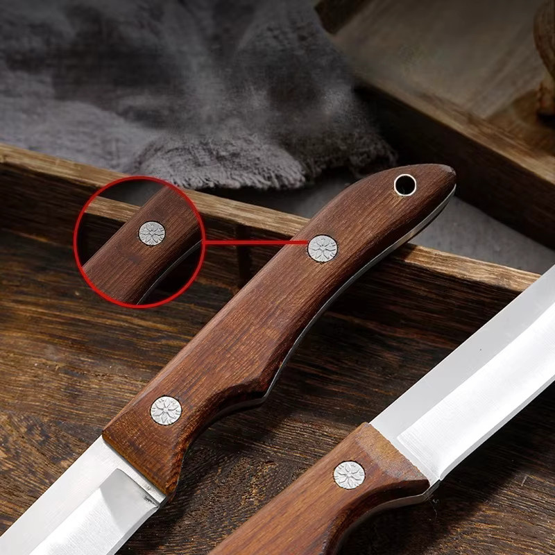 PLYS Küchenmesser Cleaver mit Holzgriff in Braun für Fleisch, Obst und Grillen - Bild 4