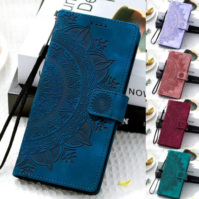 Geprägte Totem Leder-Handyhülle als Brieftaschen-Kartenhülle für Samsung Galaxy (Farbe: Grau) - Bild 1