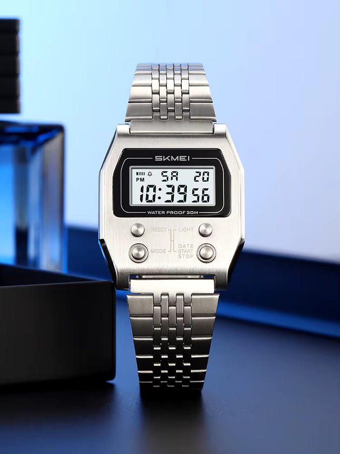 SKMEI Digitaluhr, Edelstahl, Schwarz, Herren - Bild 1