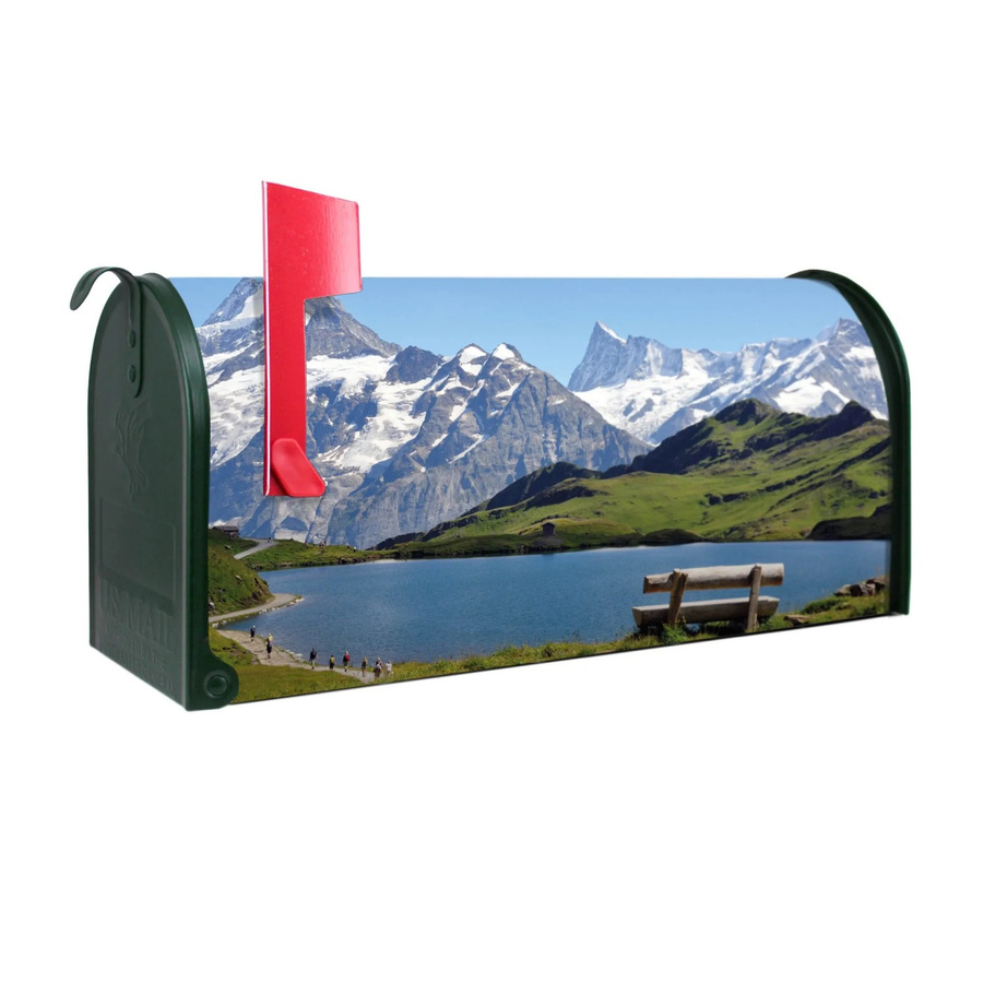 Banjado Amerikanischer Briefkasten in Grün mit Alpen-Motiv aus pulverbeschichtetem Stahl, B/H/T: 48 x 22 x 16 cm - Bild 2