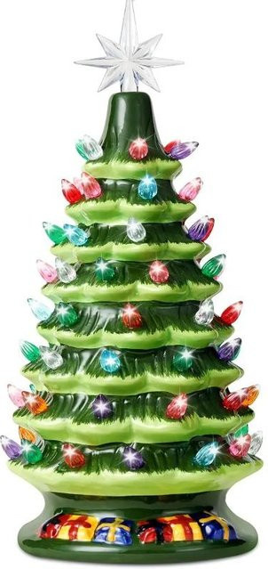 Handbemalter Keramik-Tisch-Weihnachtsbaum von Discover Intime mit 70 mehrfarbigen Lichtern, Höhe: 38,1 cm - Bild 1