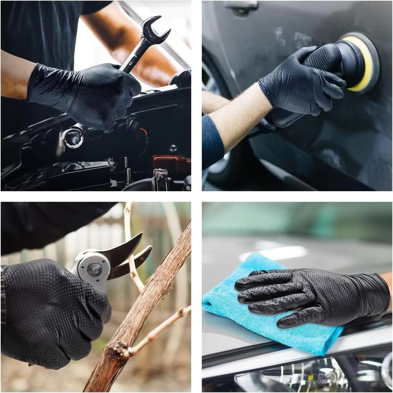 YUMARCH Einweg-Nitrilhandschuhe in Schwarz mit Diamantstruktur für Mechaniker und Industrie, 8 Mil Stärke, Größe M - Bild 5