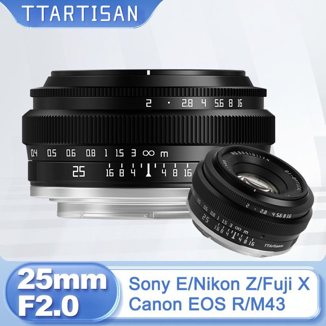 TTArtisan 25mm F2 APS-C Objektiv für Sony E und andere Mounts, Schwarz, Manuelle Fokussierung - Bild 1
