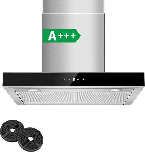 Topstrong Küchenhaube aus Edelstahl in Silber, Wandmontage, 60 cm Breite, 400 m3/h, A+++, leiser Abluftventilator mit LED-Touch-Control, 52 dB - Bild 1