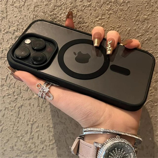Magnetische Stoßfeste MagSafe Hülle für Apple iPhone 15 14 13 12 11 Pro Max Plus in Schwarz - Bild 1