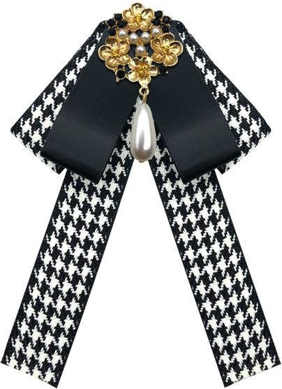 Brosche Perle, Kristall, Schleife, Schwarz, Damen - Bild 1