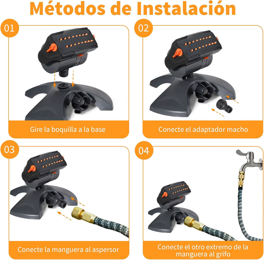 Diivoo Mini oszillierender Rasensprinkler in Schwarz mit 16 Löchern und verstellbarer Rotation für die Gartenbewässerung - Bild 6