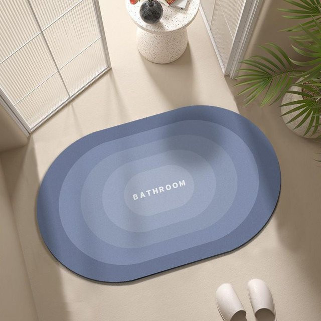 Saugfähige und rutschfeste Badezimmer Fußmatte von Yiran Furniture in Blau mit Naturdesign, B/T: 75 x 50 cm - Bild 1