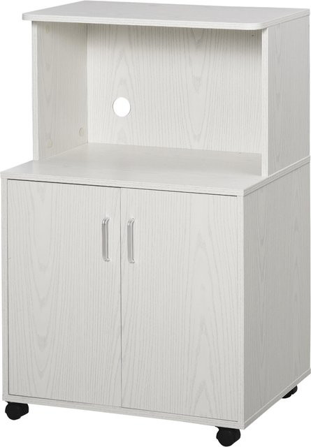 HOMCOM Küchenschrank Mikrowellenschrank Sideboard mit Rollen und verstellbarem Einlegeboden, Weiß, B/T/H: 60,4 x 40,3 x 97 cm - Bild 1