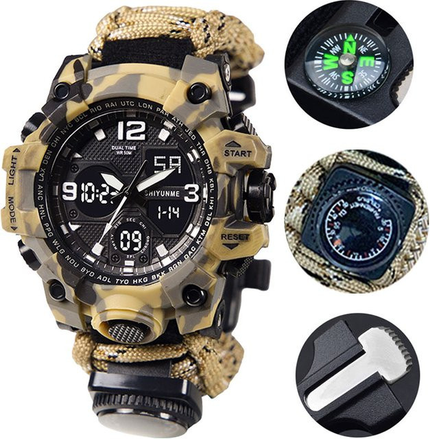 Shiyunme Armbanduhr, Digitaluhr, Quarz, Kunststoff, Textil/NATO, Herren, Schwarz - Bild 1