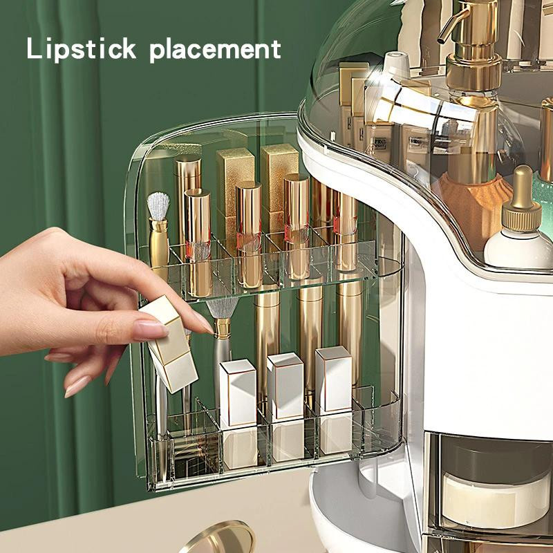 Glow Makeup Staubdichte Desktop-Kosmetik-Aufbewahrungsbox und Make-up-Organizer in Transparent - Bild 3