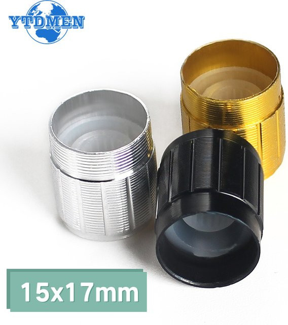 YTDMEN Aluminiumlegierung Potentiometer Knopfkappe für WH148 Drehschalter und Lautstärkeregler, Durchmesser: 15 x 17 mm, Farben: Gold, Silber, Schwarz, Multicolour - Bild 1