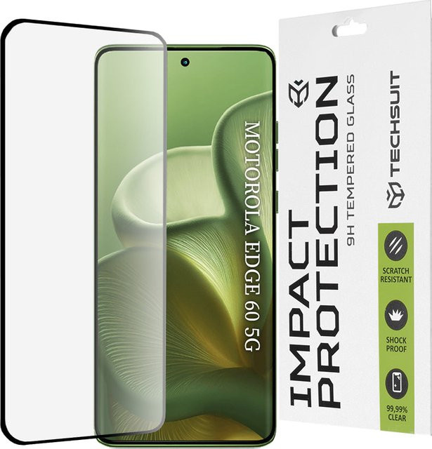 Techsuit Displayschutzfolie aus gehärtetem Glas für Motorola Edge 60 Fusion und Edge 60, Full Glue, Schwarz - Bild 1