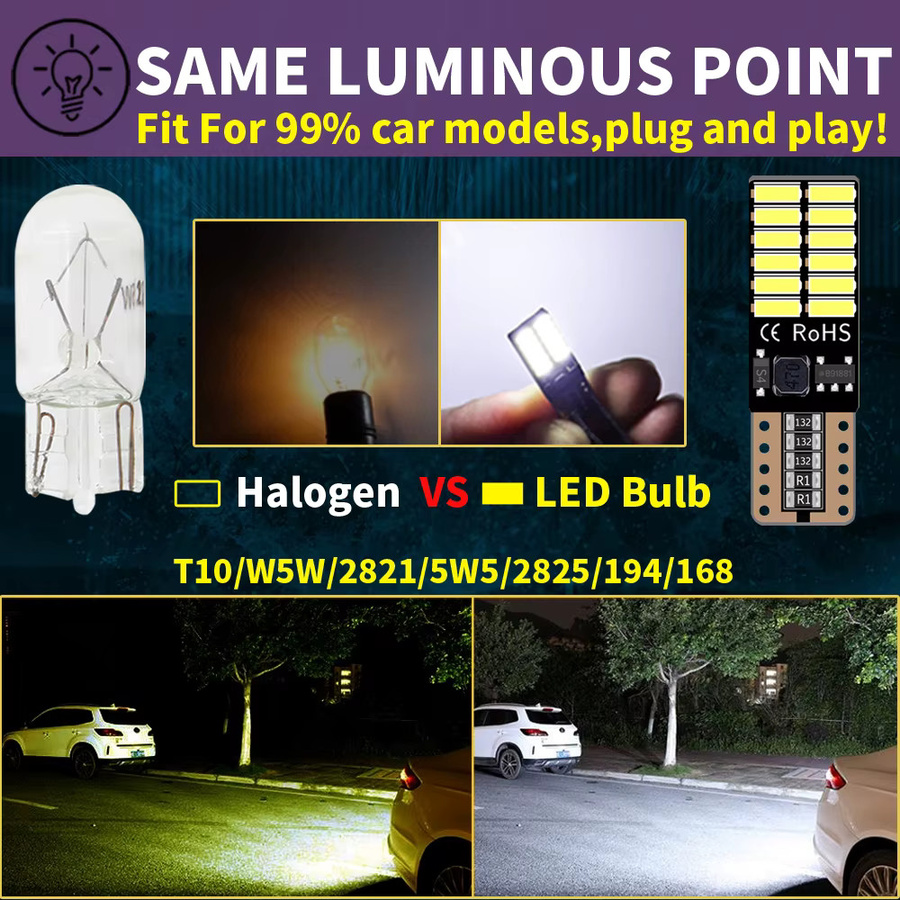 Neallor 10er Set W5W T10 LED Autolampen Canbus 4014 SMD 6000K Cool White für Innenraum, Dome, Leselicht und Kennzeichen Kennzeichenbeleuchtung 12V - Bild 4