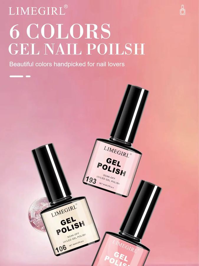 LIMEGIRL Gel-Nagellack-Set, 6 Farben, 8 ml, glänzend - Bild 2