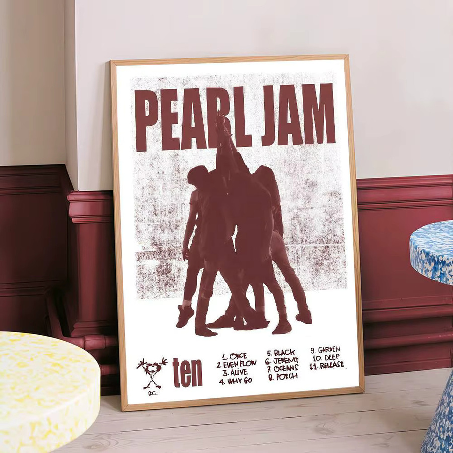 Moetch Banda Pearl Jam Ten Vintage Poster Wandkunst aus weißem Kraftpapier - Bild 5