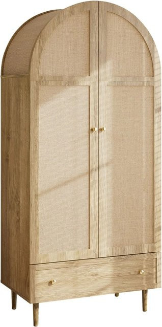 okwish Kleiderschrank mit Schubladen und Holztüren für das Schlafzimmer in Natur, B/T/H: 79 x 50 x 175 cm - Bild 1