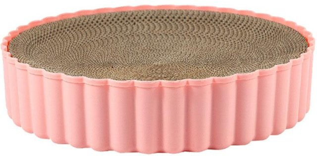 Runde Katzenkratzmatte mit Schleifen aus Wellpappe von Yiran Furniture in Pink - Bild 1