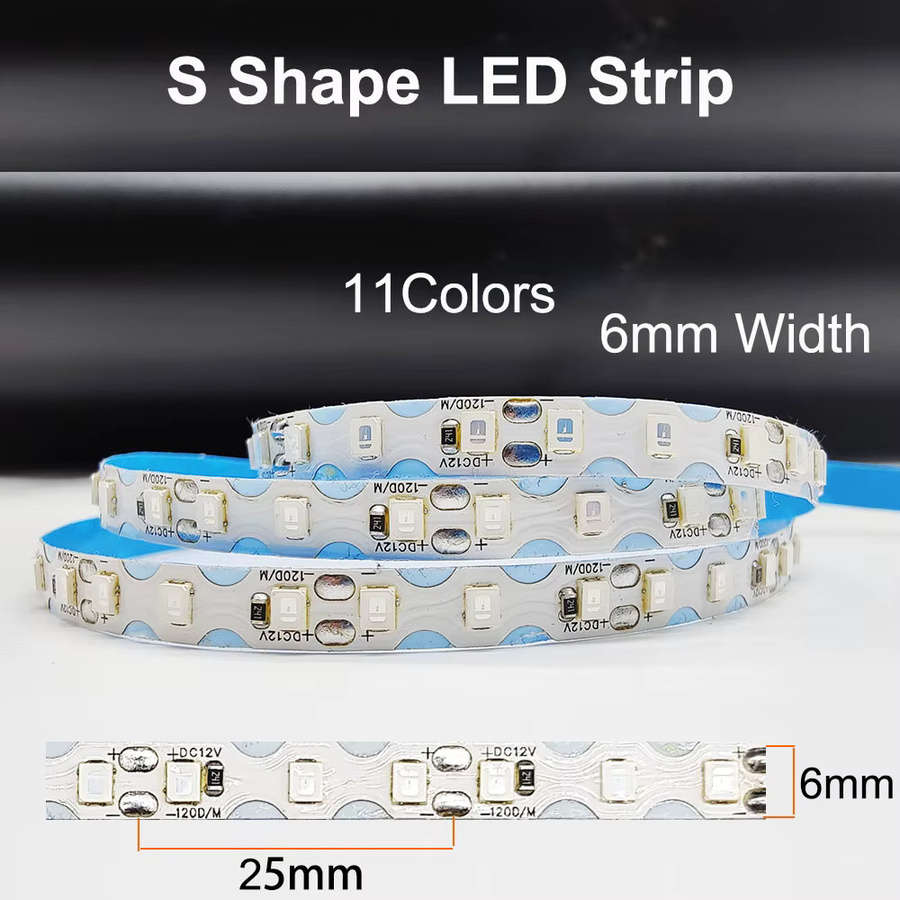 DENGKOO S-förmiger LED-Streifen DC12V, RGB Multicolour, biegsame Neonschild-Lichterkette mit 120 LED/m, Breite: 0,6 cm - Bild 2