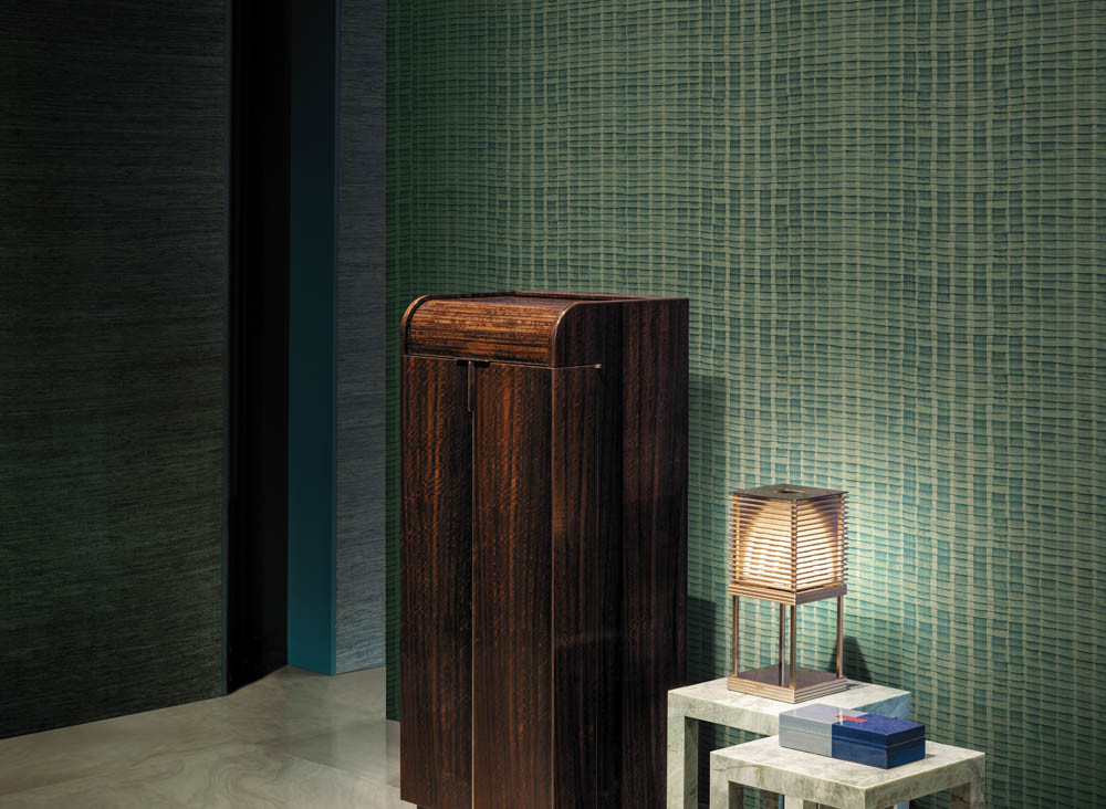Armani Casa Tapete Panarea 9605 in Grün mit modernem abstraktem Design aus Vlies und Textil - Bild 1