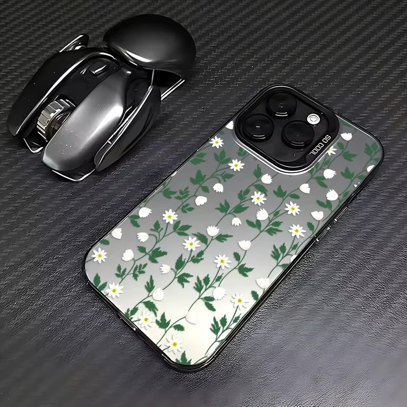 TPU-Handyhülle mit grünem Blättermuster für iPhone 11 bis iPhone 17 Pro Max in Grün und Schwarz - Bild 3
