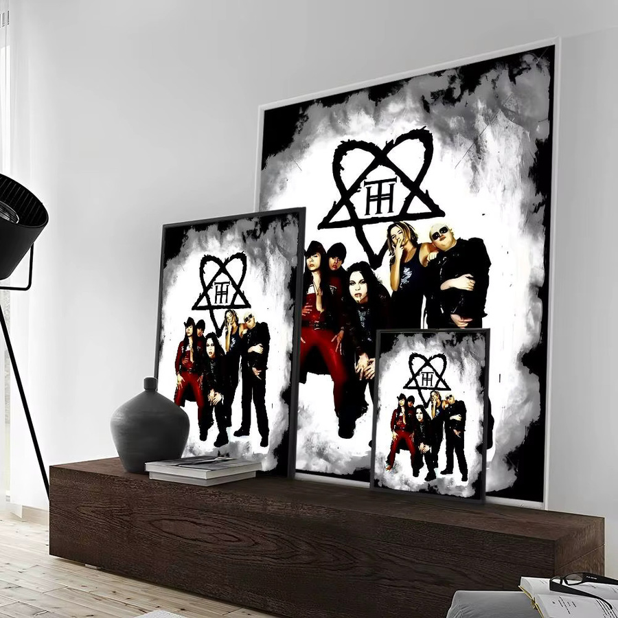 Anime Poster Rock H-hIM Band Wanddekoration aus weißem Kraftpapier mit Klebefläche, B/H: 15 x 15 cm - Bild 4
