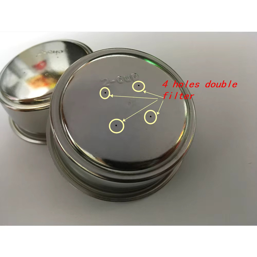 YUAN-ECT Doppeltasse-Kaffeemaschine mit Druckfilterkorb für Haushaltskaffeemaschinen, Silber, 51 mm und 58 mm, 1 Tasse und 2 Tassen - Bild 2