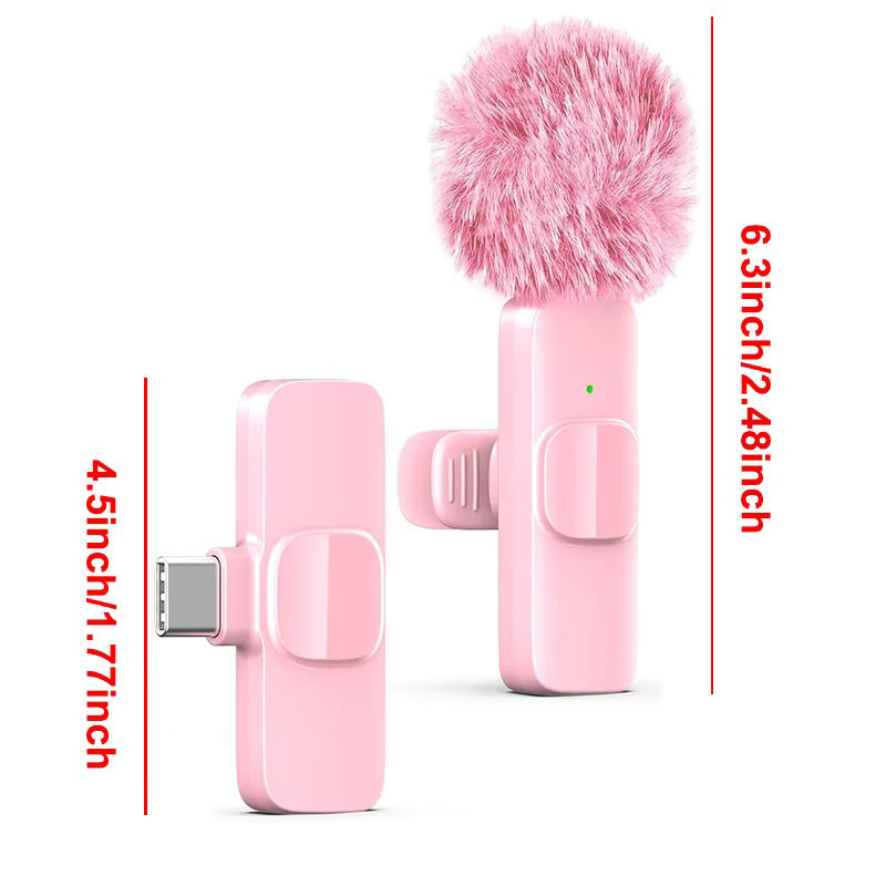 Basix Kabelloses Lavalier-Mikrofon Mini-Ansteckmikrofon mit Geräuschunterdrückung für iPhone 15/16/17 iPad Android Vlogging Interview in Weiß oder Pink - Bild 2