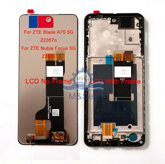 Original LCD Display Bildschirm mit Touch Panel Digitizer und Rahmen für ZTE Blade A35 5G, A35E, A55 5G und A75 4G in Schwarz - Bild 1