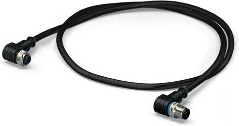 WAGO 756-5404/040-010 Sensor-Aktor-Steckverbinder M12 konfektioniert, Stecker gewinkelt und Buchse gewinkelt, Schwarz, Kabellänge: 1,00 m - Bild 1
